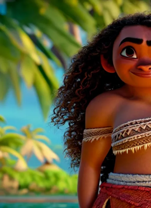 Image similar to moana, soft natural light, stillframe