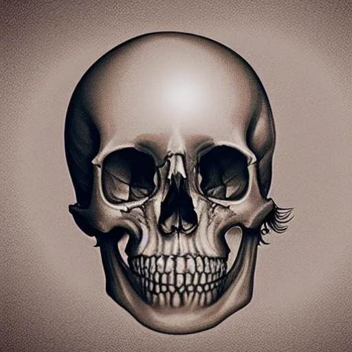 Image similar to human skull facing away