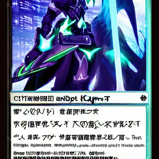 Image similar to cyber sword in MTG: Neon Kamigawa style