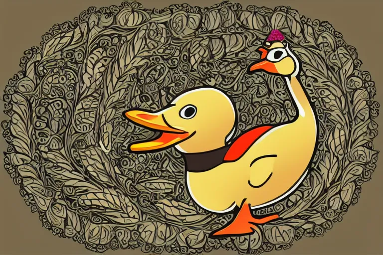 Image similar to a vector illustration of a smoking duck in lowbrow art style, highly detailed, elegant, intricate