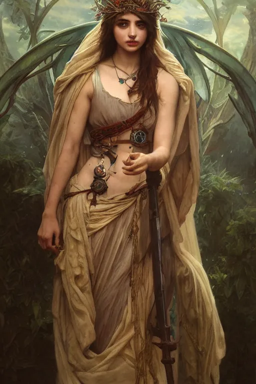 Image similar to Ana de Armas, druid, cleric, flame spell, D&D, fantasy, intricate, cinematic lighting, highly detailed, beautiful, digital painting, artstation, masterpiece, concept art, smooth, sharp focus, illustration, art by Artgerm and Greg Rutkowski and Alphonse Mucha and william-Adolphe Bouguereau