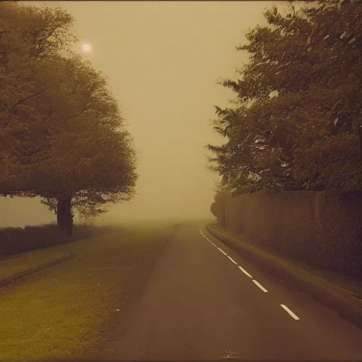 Prompt: Beautiful cameraphone, soft liminal Photograph of an estate road, early morning, small estate-flat