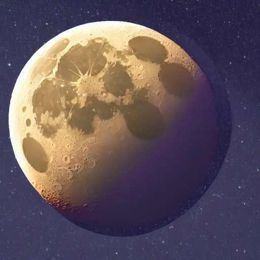 Prompt: isometric photo of the Moon crashing into planet Earth