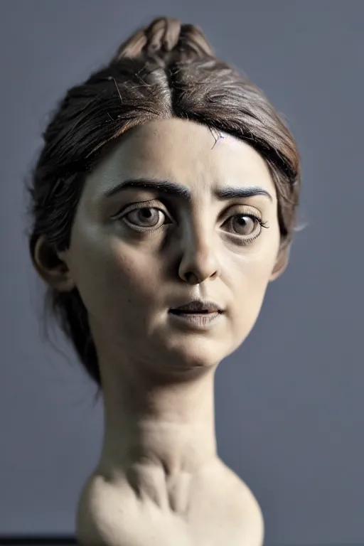 Image similar to ultra realistic clay head of ana de armas on black background, highly detailed, real, canon 5 d