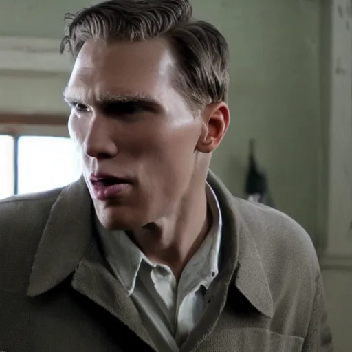 Image similar to Live Action Still of Jerma in The Shawshank Redemption, real life, hyperrealistic, ultra realistic, realistic, highly detailed, epic, HD quality, 8k resolution, body and headshot, film still