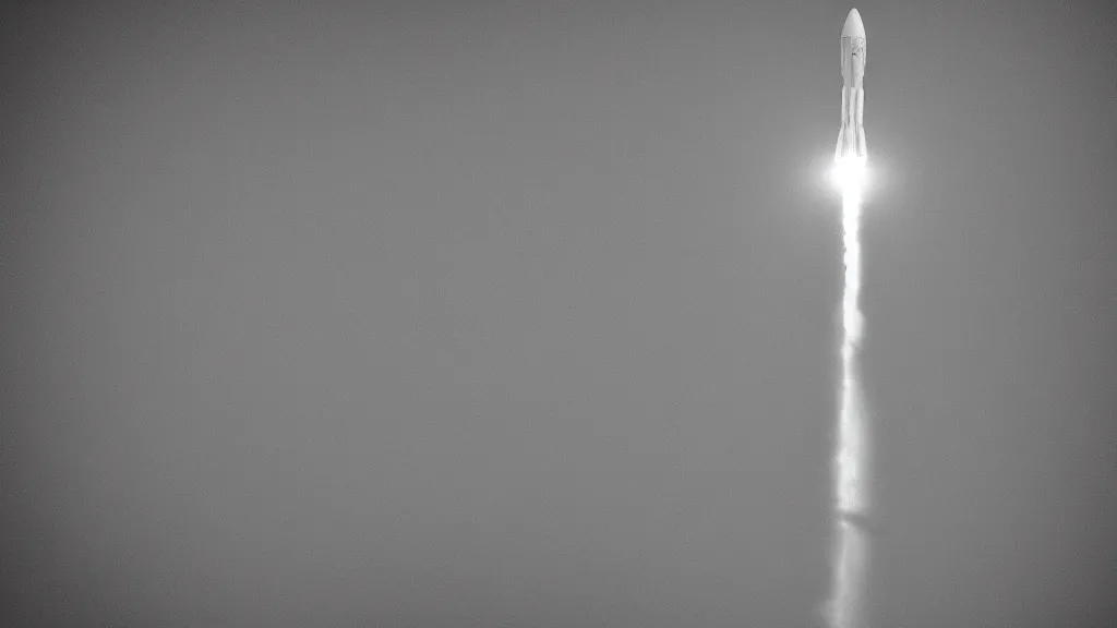 Prompt: a rocket launched from earth. monochrome filter.