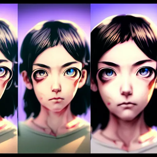 Prompt: portrait of the beautiful loser girl raising eyebrow, by katsuhiro otomo, yoshitaka amano, nico tanigawa, and artgerm rendered with 3 d effect.