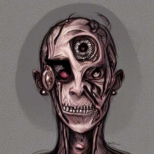 Image similar to creepy body horror human in the style of trevor henderson and tyedied