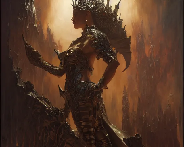 Image similar to queen of blades, throne of darkness highly detailed painting by gaston bussiere, craig mullins, j. c. leyendecker 8 k