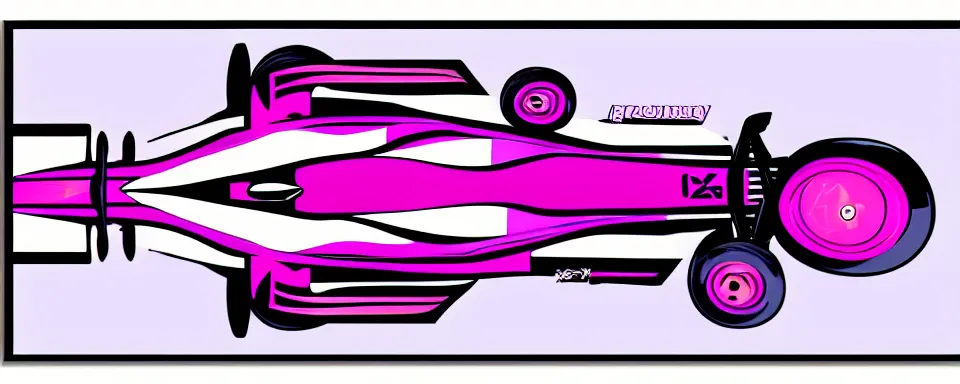 Prompt: abstract illustration of a formula one car, purple and pink