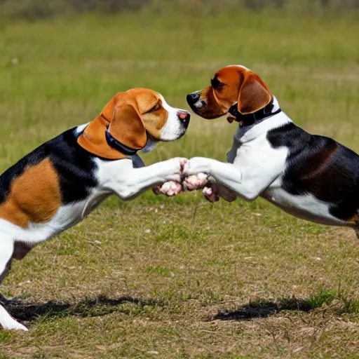 Image similar to beagle dog's fist fighting each other