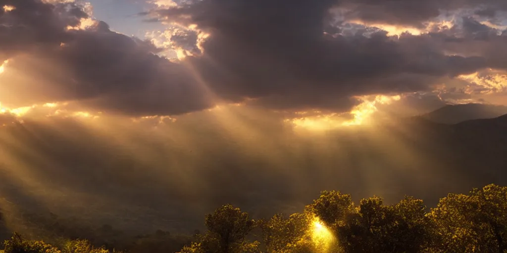 Prompt: twilight cinematic landscape atmospheric god-rays!! national geographic award winning