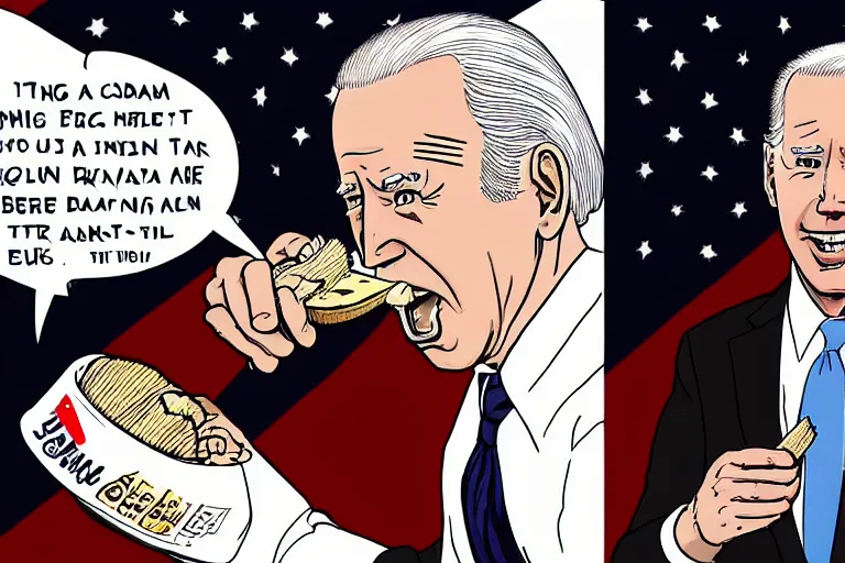 Prompt: Joe Biden eats ice cream to kill Americans, Junji Ito