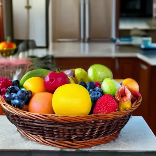 Image similar to a fruit basket on top of a kitchen table