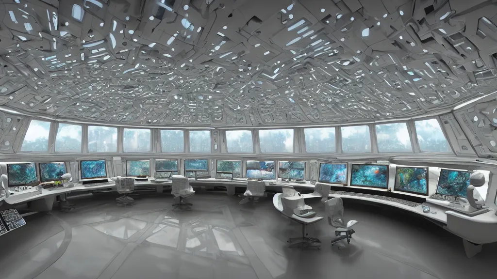 Image similar to a wide angle, utopian dreamy retrofuturistic spaceship control room, wabi - sabi, white smooth plastic walls, windows to celestial space by vincent callebaut and james jean and nikita replyanski and mark ryden, vray render 4 k