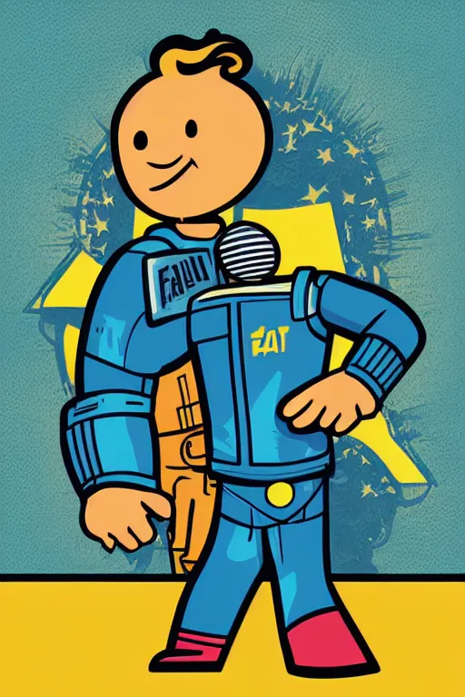 Image similar to fallout 7 6 retro futurist illustration art by butcher billy, sticker, colorful, illustration, highly detailed, simple, smooth and clean vector curves, no jagged lines, vector art, smooth andy warhol style