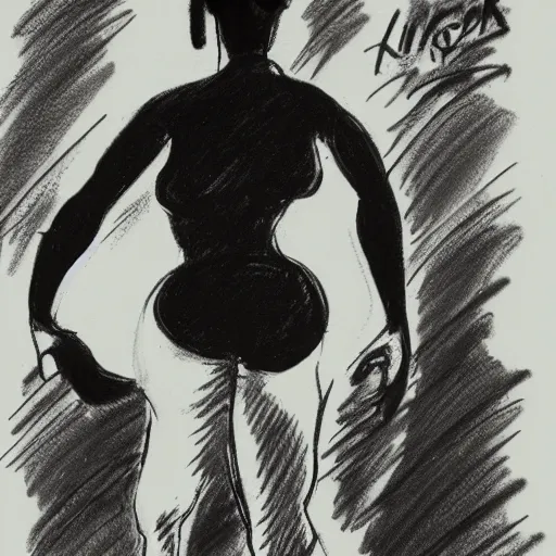 Image similar to milt kahl sketch of thick cuban girl wearing black yoga pants