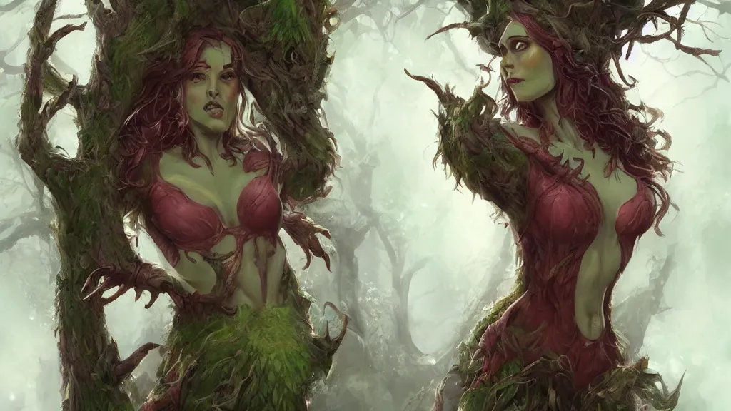 Prompt: a treant in the shape of a woman, fantasy artwork, award winning, very very very very very very very beautiful, artstation