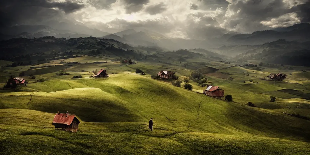 Image similar to rural romanian hills by andreas franke