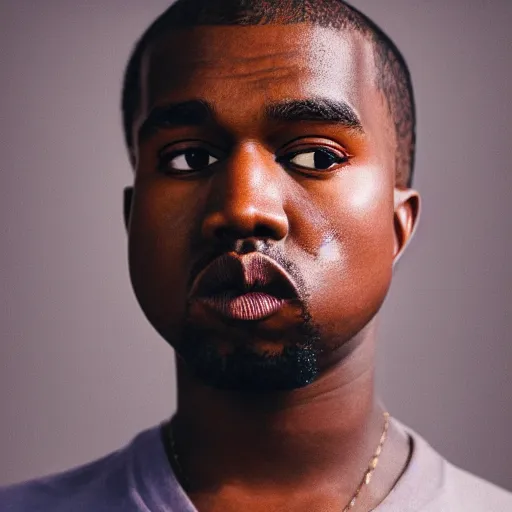 Image similar to the face of young kanye west at 1 5 years old, portrait by julia cameron, chiaroscuro lighting, shallow depth of field, 8 0 mm, f 1. 8