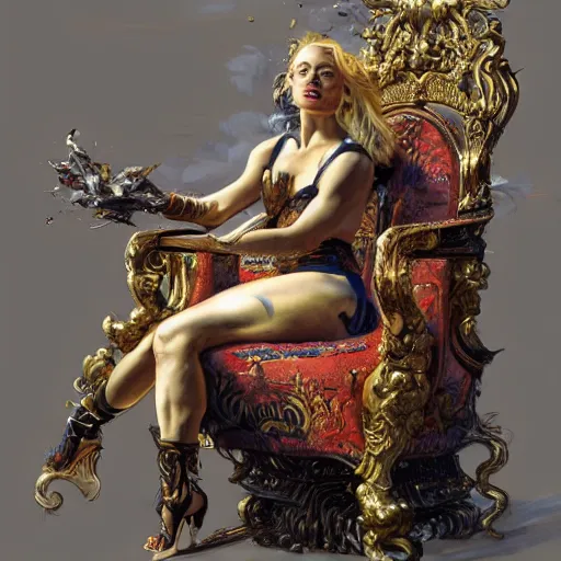 Prompt: highly detailed chair in the form of a margot robbie, art by donato giancola, eugene delacroix, ruan jia, carl larsson, peter mohrbacher. trending on artstation, intricate details, energetic composition, concept art, illustration, elegant art, global illumination