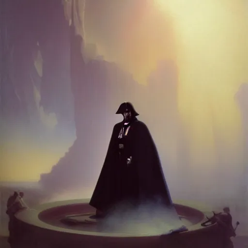 Prompt: sith lord putin, by ivan aivazovsky and syd mead and moebius and gaston bussiere and roger dean and pieter claesz and paul delaroche and alma tadema and gerard ter borch, hyperrealistic, volumetric light, octane render