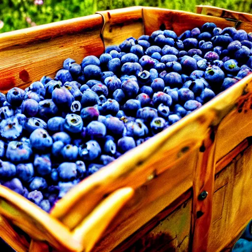 Image similar to fistful of blueberries, impressionistic, wide shot, colorful, dramatic