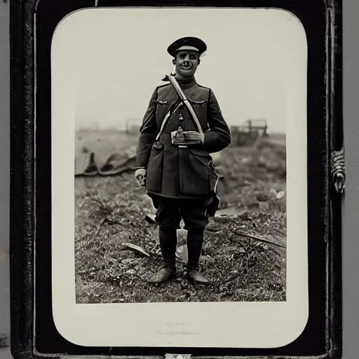 Prompt: ronald mcdonald as a world war 1 soldier by Frances Benjamin Johnston