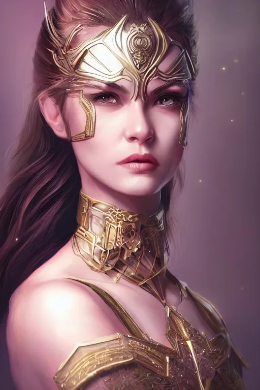 Image similar to three quarters portrait pose of a beautiful woman, strong body,super heroine costume,super powers, fantasy, intricate, elegant, highly detailed, digital painting, artstation, concept art,shining, sharp focus, illustration, art by Stanley Lau