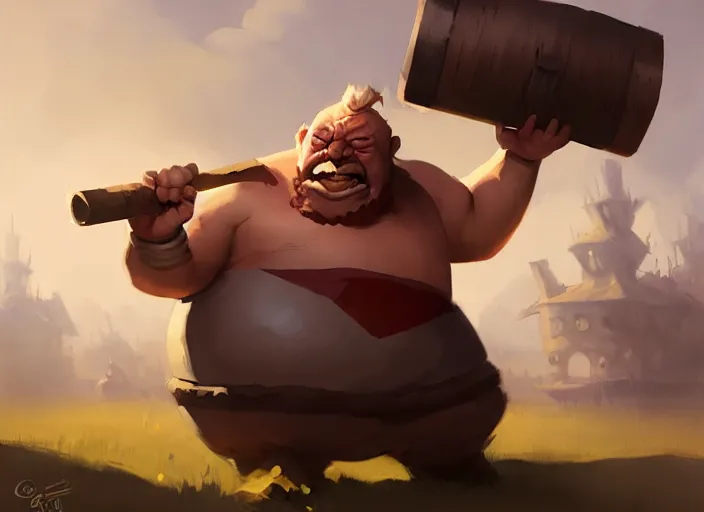 Image similar to gragas with his barrel by greg rutkowski