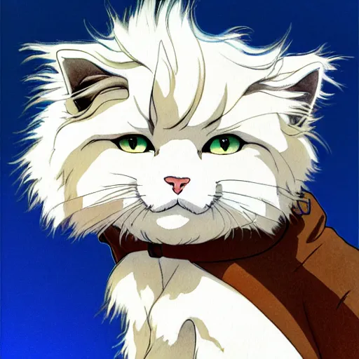 Prompt: teen boy with brown hair and big blue eyes, wearing a hoodie, fluffy white persian cat, natural lighting, path traced, highly detailed, high quality, cartoon, digital painting, by don bluth and ross tran and studio ghibli and alphonse mucha, watercolor