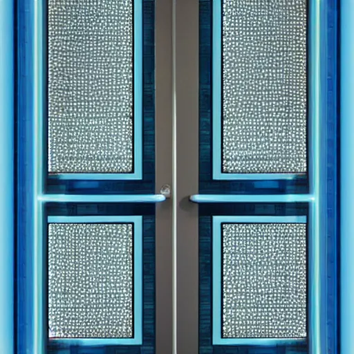 Image similar to a blue hexagonal door from the movie tron : legacy