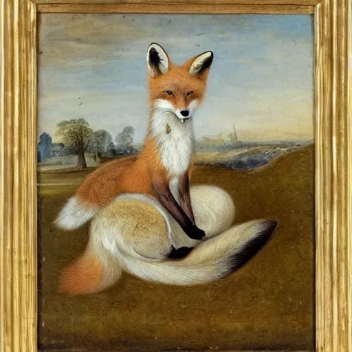 Image similar to A beautiful animal portrait of a fox in a pale yellow dress by Robert Cleminson and Jan Brueghel the Elder