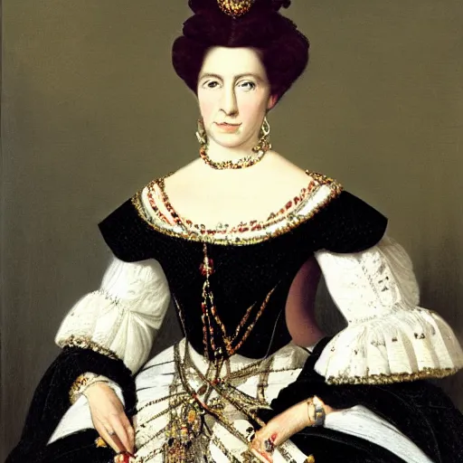 Prompt: portrait of a spanish queen circa 1 8 6 4
