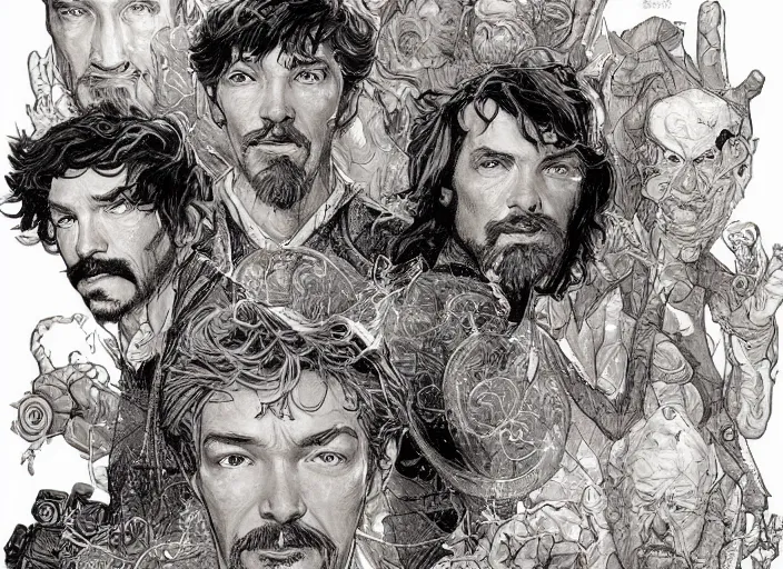 Image similar to a highly detailed overgrown portrait of stephen strange, james gurney, james jean