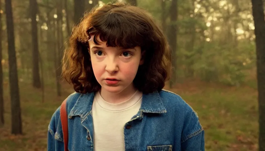 Image similar to stranger things scene featuring a young kate bush as Nancy Wheeler, dramatic lighting, cinematic