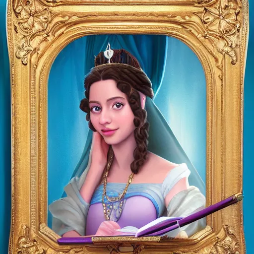 Image similar to a portrait of a jewish princess in a disney movie, oil painting, pale colors, high detail, 8 k, wide angle, trending on artstation,