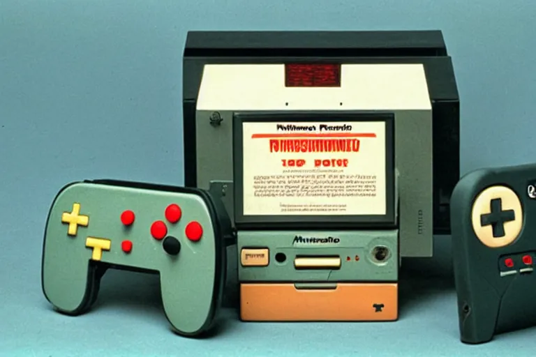 Prompt: The Nintendo Punishment System (NPS) console, 1987