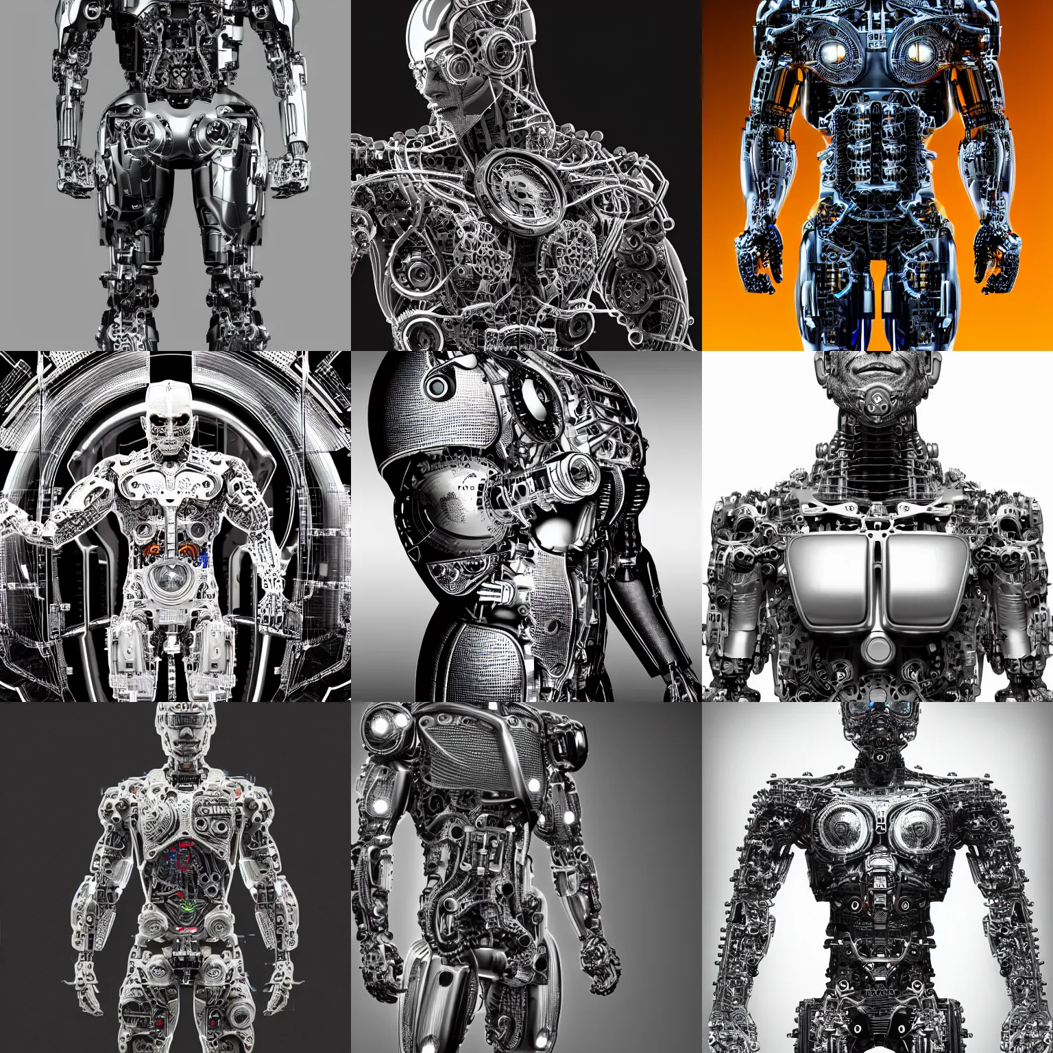 Prompt: cyborg man with internal mechanism and details, Super-Resolution, HSL, 2-bit, VR, Uniform, Nano, Senary, RTX, insanely detailed and intricate, hypermaximalist, elegant, ornate, hyper realistic, super detailed, full body shot, full body