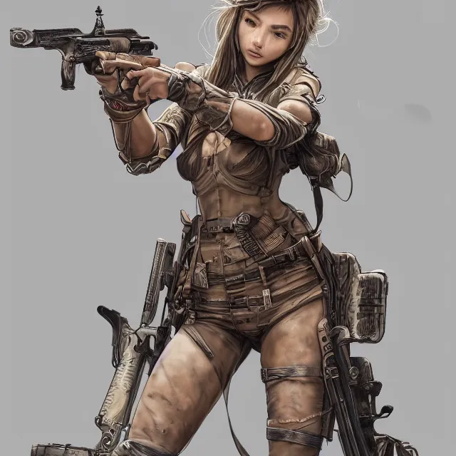 Prompt: the portrait of lawful neutral colorful female infantry gunner as absurdly beautiful, gorgeous, elegant, young european swimsuit model looking straight, an ultrafine hyperdetailed illustration by kim jung gi, irakli nadar, intricate linework, incredibly detailed faces, extremely sharp focus, octopath traveler, unreal engine 5 highly rendered, global illumination, radiant light, detailed and intricate environment