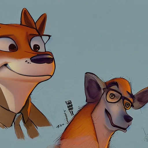 Image similar to dog, zootopia concept art, illustration, sketch by cory loftis