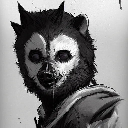 Prompt: 🦝 walking dead game telltale, gigachad black and white trending on artstation, painted by greg rutkowski