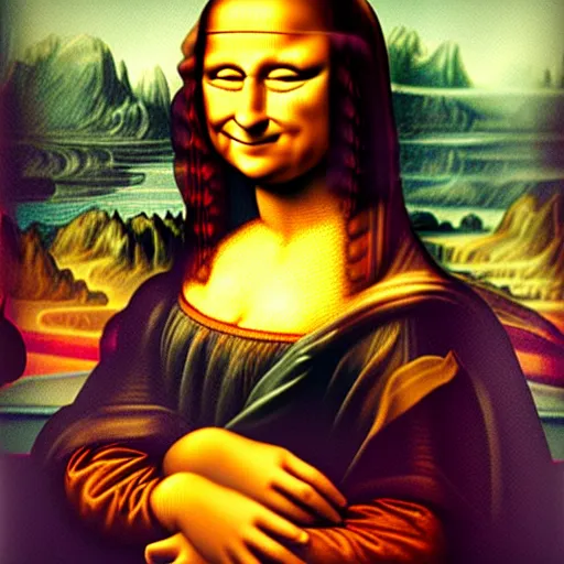 Prompt: chad muscled man big smile mona lisa style