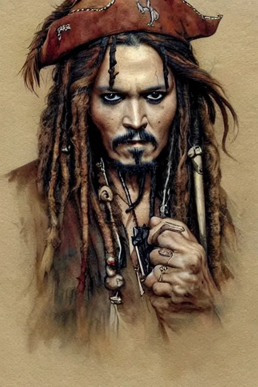 Prompt: ( ( ( ( ( 1 9 5 0 s chili jack sparrow. muted colors. ) ) ) ) ) by jean - baptiste monge!!!!!!!!!!!!!!!!!!!!!!!!!!!