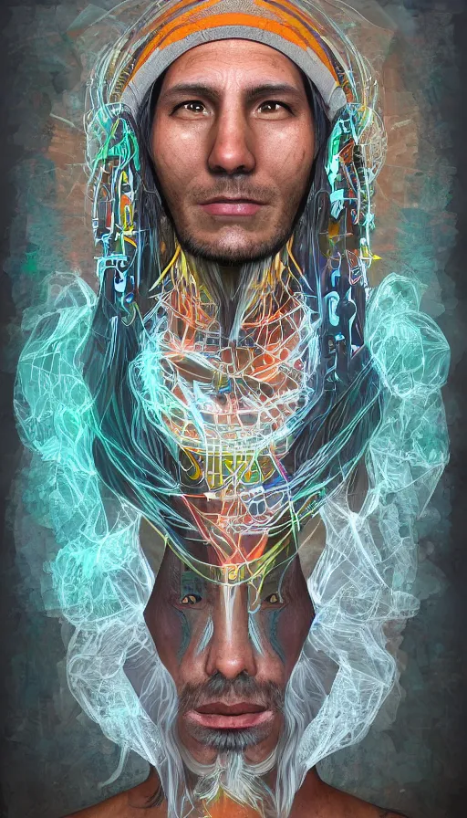 Prompt: portrait of a digital shaman, by studio 4 c