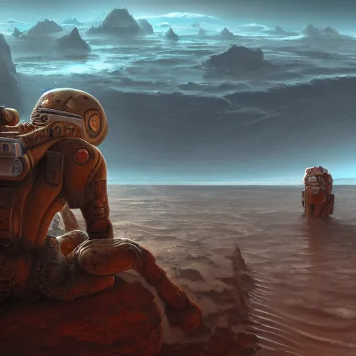 Prompt: ancient civilization on mars with water, digital art, detailed, artstation, realistic