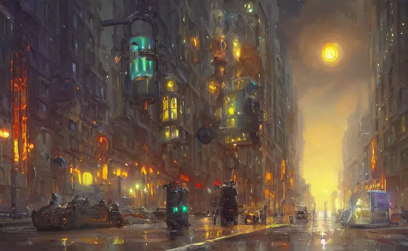 Image similar to Alchemy mech robot gloomy city. By Konstantin Razumov, highly detailded