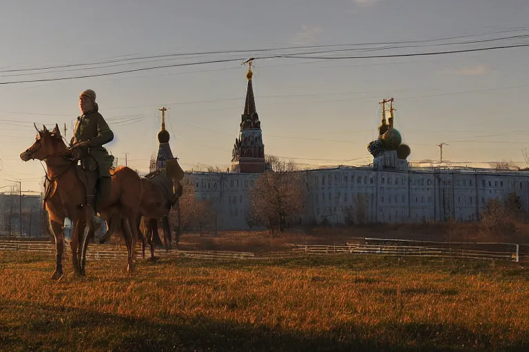 Prompt: real life russia, ultra realistic!!!, clear weather, golden hour, sharp focus, by anry