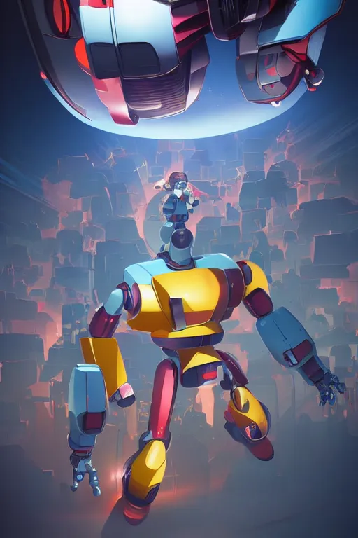 Image similar to metabots medabots medarotto medarot robot minimalist comics, behance hd by jesper ejsing, by rhads, makoto shinkai and lois van baarle, ilya kuvshinov, rossdraws global illumination ray tracing hdr radiating a glowing aura