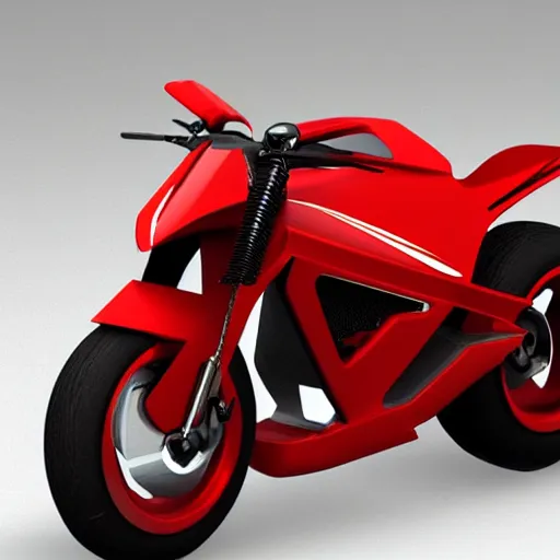 Image similar to detailed design, prototype of next Gen concept red minimalistic motorcycle, Japanese engineering, blade runner style, 3d, photorealism